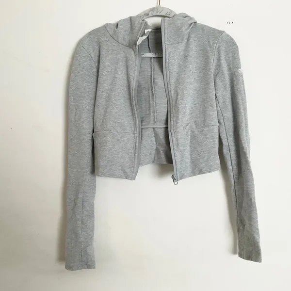Alo Yoga Sway Full Zip Hoodie Athletic Heather Grey M - Image 6