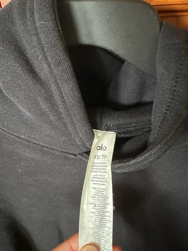 AloYoga Hoodie Heavyweight Black XS - Image 5
