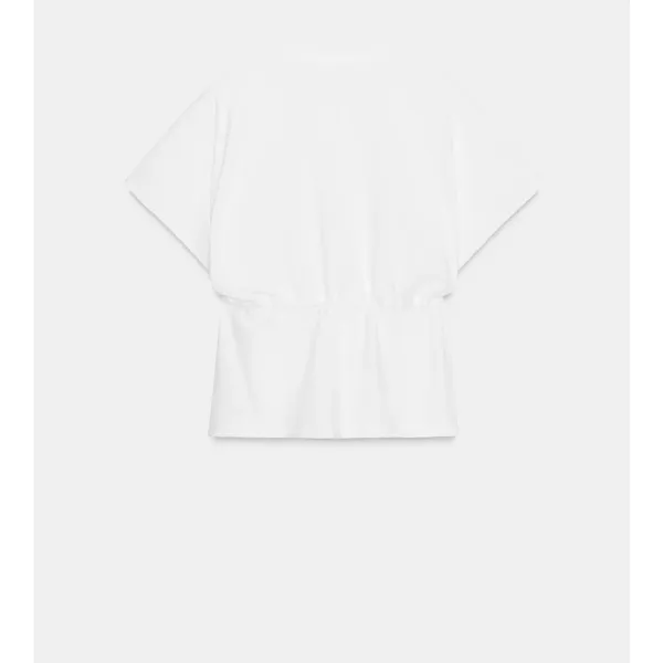 Zara NWT white heavy cotton tee shirt with drawstring waist peplum cinched waist - Image 9