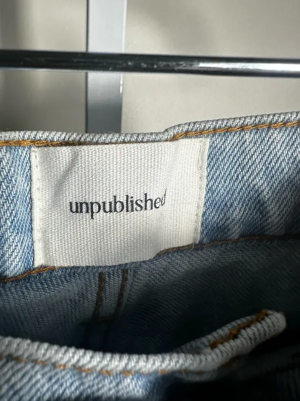 J176. NWT Unpublished Jolene Cargo Jeans Echo Park Light Wash High Rise Wide Leg - Image 2