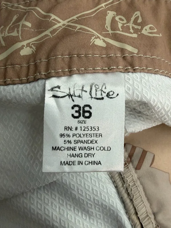 Salt Life Men's Beige Tan Camo Swim Trunks - Image 5