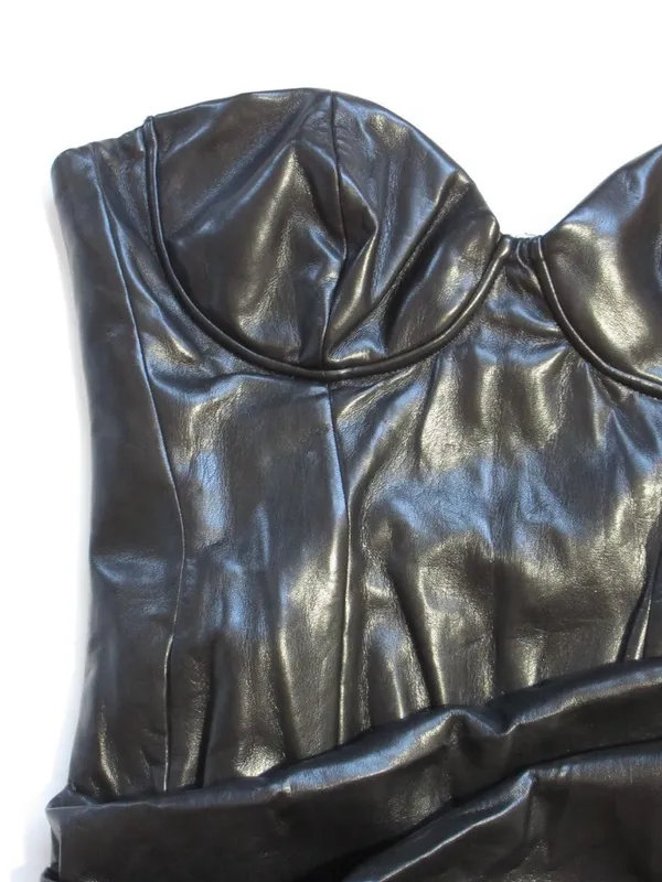NWT House Of CB Juliana Strapless Vegan Faux Leather Dress in Black L Plus Cup - Image 8