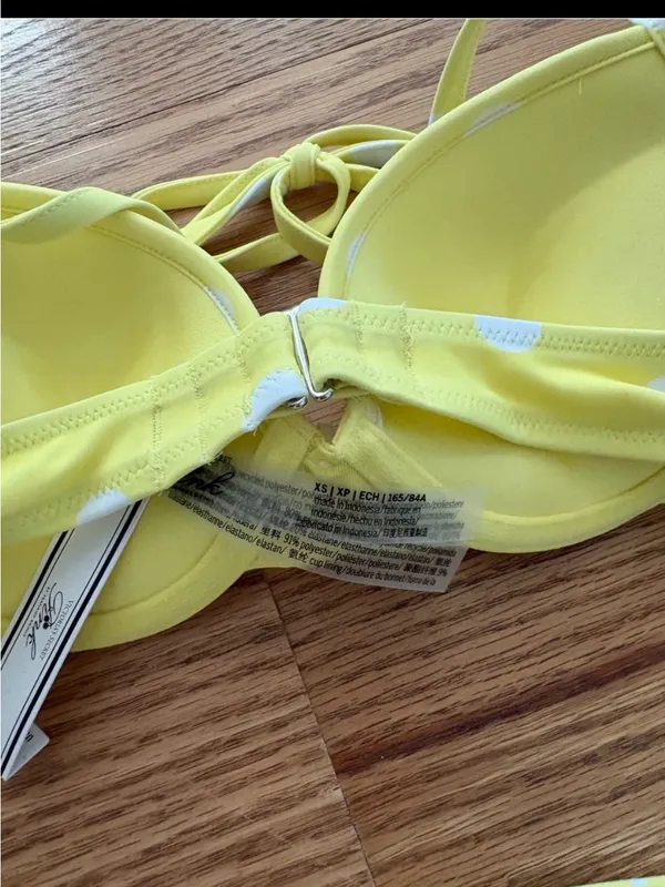 Frankie's Bikinis Yellow & White Polka Dot Halter Bikini Set - Image 3