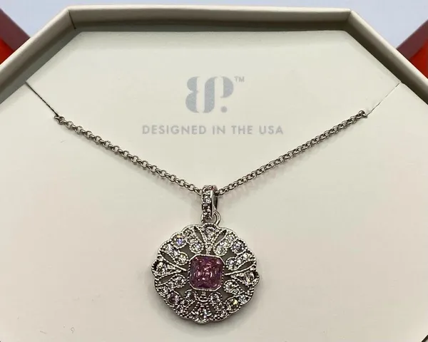 Bomb Party Necklace RBP4368 “A Mirrored Gaze” Cubic Zirconia on Rhodium NWT - Image 2