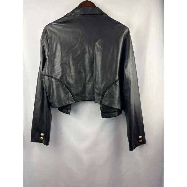 Women’s Making the Cut Size 2X Black Leather Military Jacket - Image 3