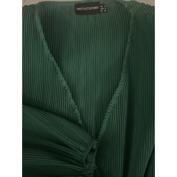 Pretty Little Things Green Belted Pleated Wrap Top Size 4 - Image 2