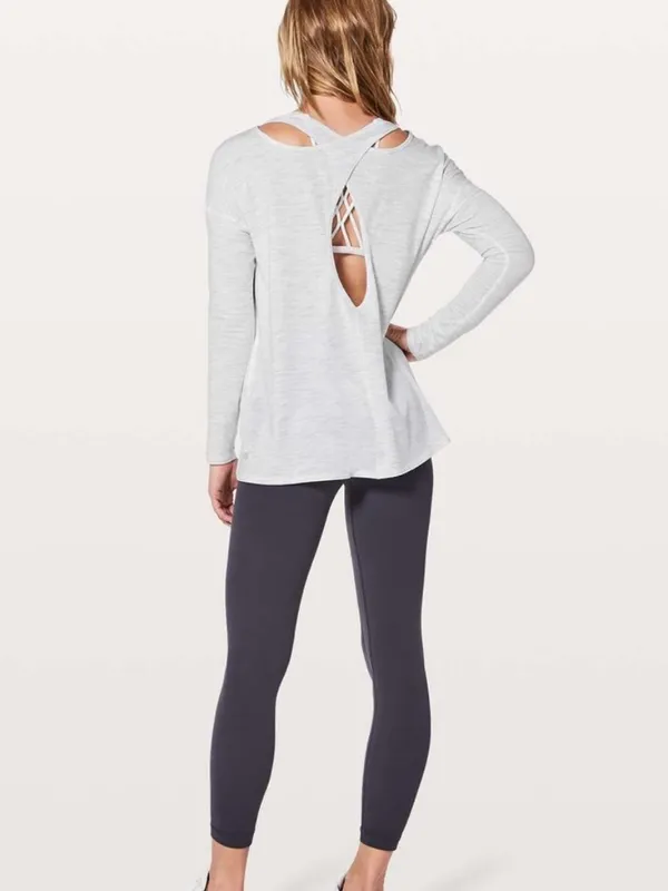 Lululemon Back Into It Long Sleeve in 3 Color Space Dye Ice Grey Alpine White - Image 2