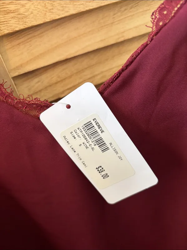 Allison Joy Wine Lace-Trim Lined Cami Small NWT - Image 3