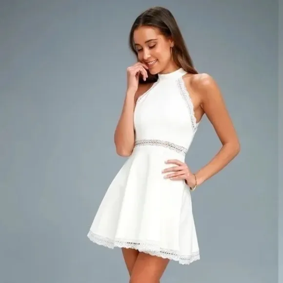 NWOT Lulus Reach Out My Hand White Lace Skater Dress Small - Image 12