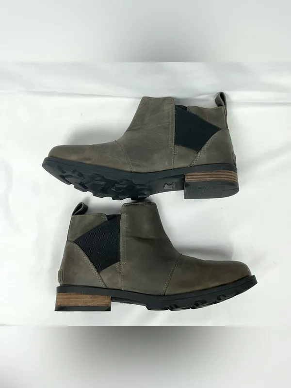 SOREL Emelie Chelsea Boots Olive/Brown Ankle Boot Sz 9.5 Waterproof Leather - Image 7