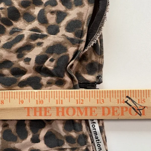 Reformation‎ Women's Animal Print Leopard Marlon Stretch High Crop Pants Size 4 - Image 11