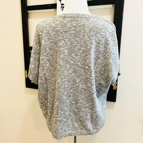 Madewell Gray Heather V-Neck Short Sleeve Sweater Medium - Image 5