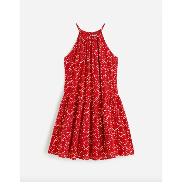 Madewell Drop Waist Mini Dress Polka Dot Trapeze Relaxed Festival Red XS NWT - Image 6