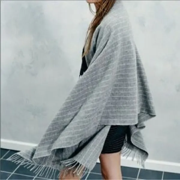 J. Crew Striped Scarf Fringe Oversize Wrap OS Travel Fall Winter Academia Preppy - Image 8