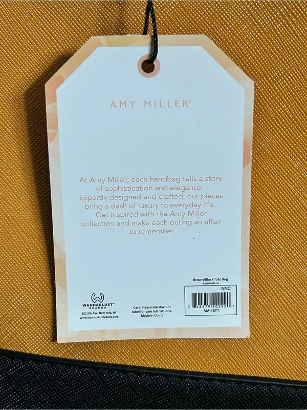 Amy Miller Women’s Two-Tone Orange & Black Tote Bag Purse NWT - Image 7