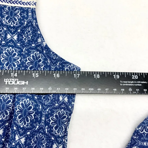 Wrangler Boho Lace Yoke Maxi Dress Womens‎ Size M Blue Floral Western Sleeveless - Image 2