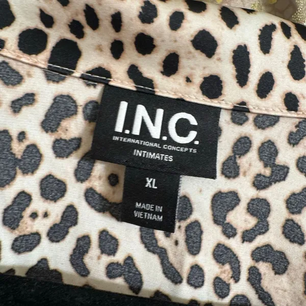 INC International Concepts Leopard Print Satin Pajama Sleep Set XL - Image 3