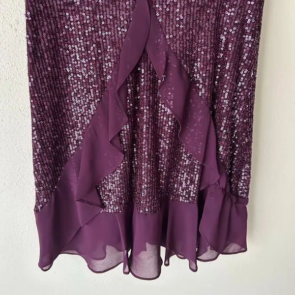 BCBGMaxAzria Purple Sequin Ruffle Mini Dress Size Small - Image 8