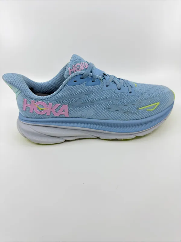 Hoka Clifton 9 Color Blue And Pink Colorway With Neon Green Accents SZ 9.5 - Image 4