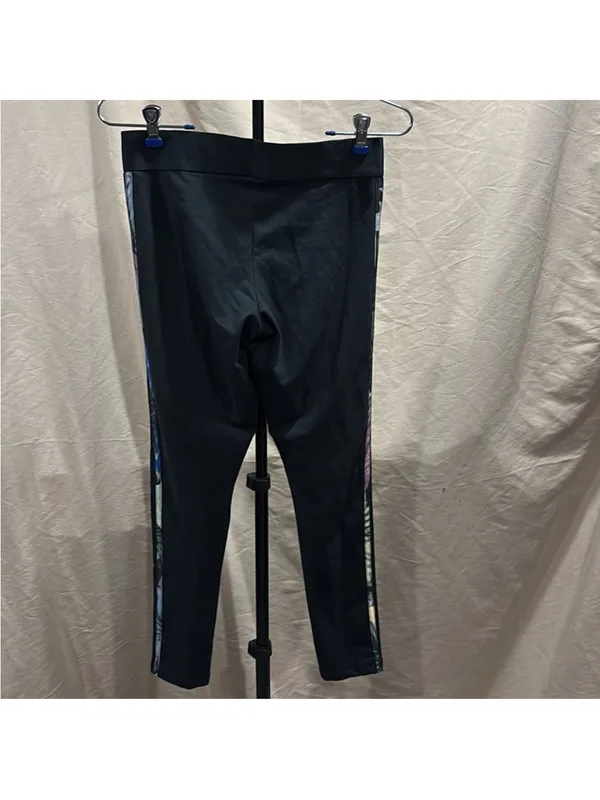 adidas Black Leggings with Multicolor Side Stripes - Image 3