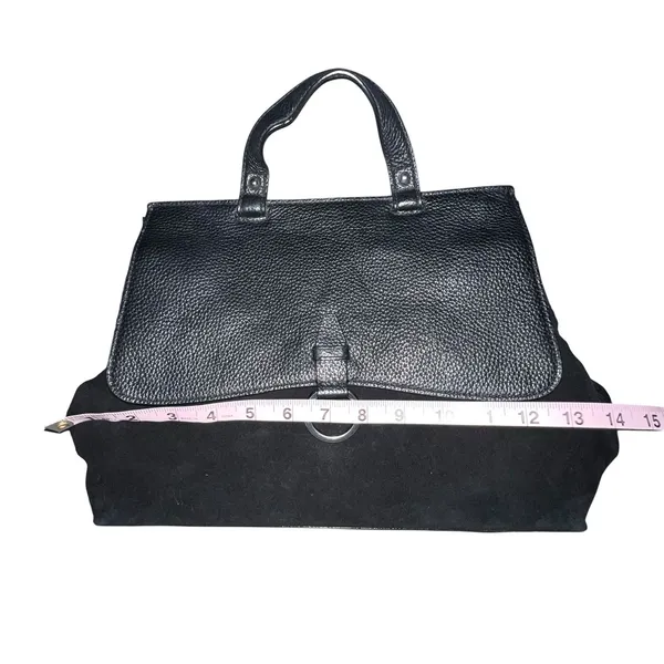 Rebecca Minkoff Medium Keith‎ Suede & Leather Satchel Handbag Crossbody Black - Image 6