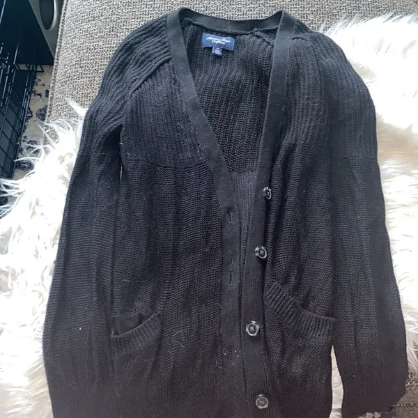 ✨HP✨American Eagle Ribbed Black Button Down Cardigan✨ - Image 2