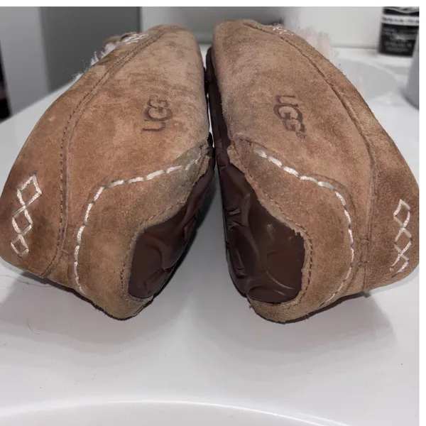 UGG Ansley Chestnut Suede Wool Lined Moccasin‎ Slippers Womens 8 3312 - Image 8