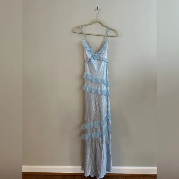 Beginning Boutique Inara Blue Ruffle Maxi Dress - Size 12 - Image 13