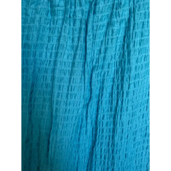 Maeve Anthropologie Turquoise Blue Textured Tiered Babydoll Dress Size Large - Image 6