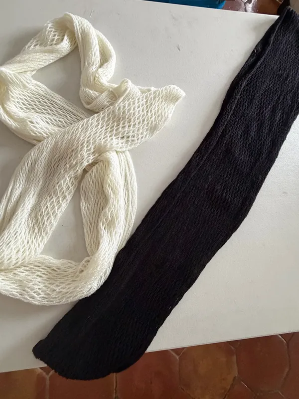 Cream and Black Knit Infinity Scarves - Women Accessories - Image 2