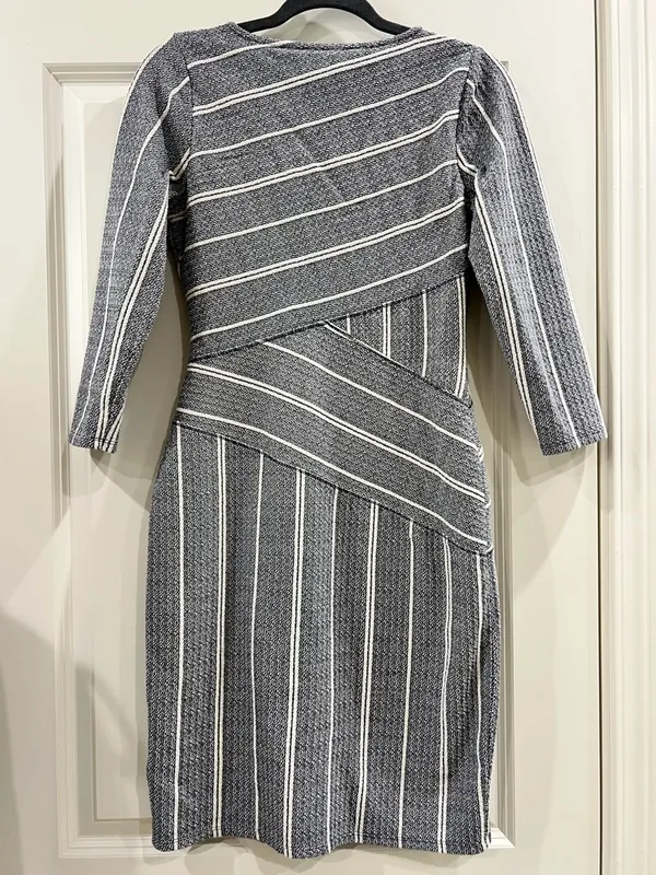 Maeve by Anthropologie Striped Knit Wrap Dress – Navy/White – Size S - Image 5