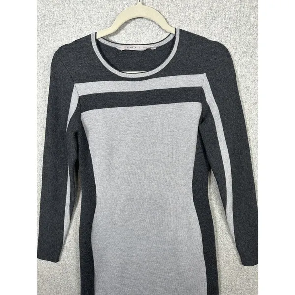 Athleta Womens Small Heathered Gray Black Sweater Dress Casual Long‎ Sleeve - Image 12
