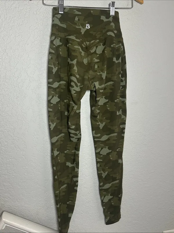 Buffbunny Camo High Waist Leggings Olive Green Small Athleisure Athletic Travel - Image 4