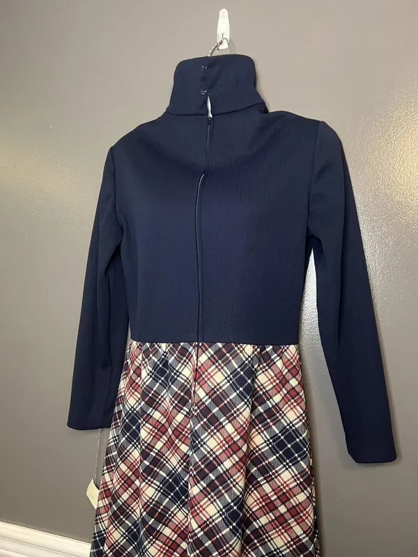 Vintage Haypence Dress Womens Medium Plaid Maxi Mod Turtleneck ILGWU USA 70s - Image 6