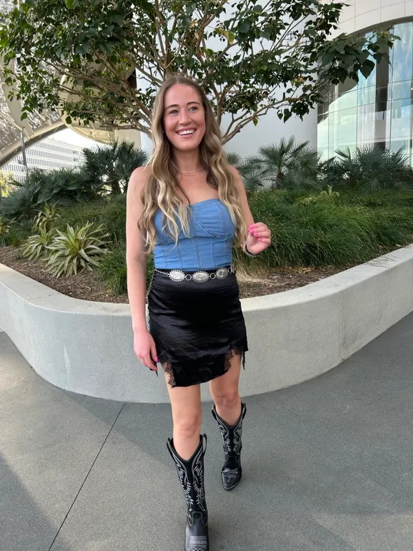 These Three Boutique Denim Bodysuit - Image 2
