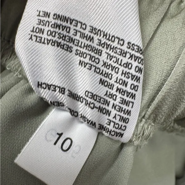 Uniqlo Sage Green Satin Wide Leg Pants Womens S Pull On Preppy Casual Tie Waist - Image 10