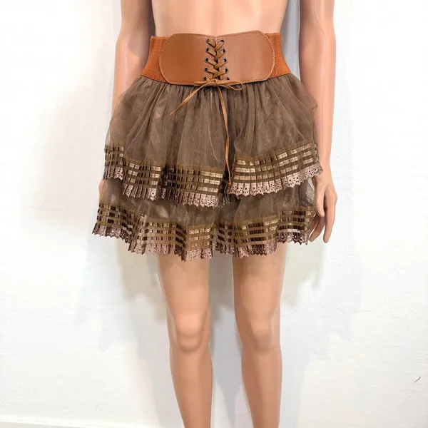 Mint Green M tulle layered corset waist mini skirt SK2 3643 - Image 10