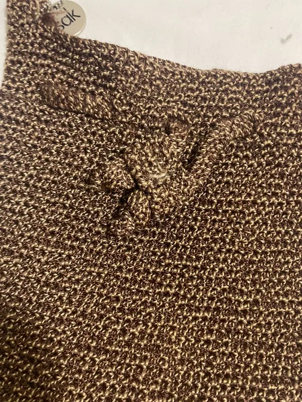 The Sak Brown Crochet Knit Drawstring Shoulder Bag Boho Slouch Hobo Purse - Image 5