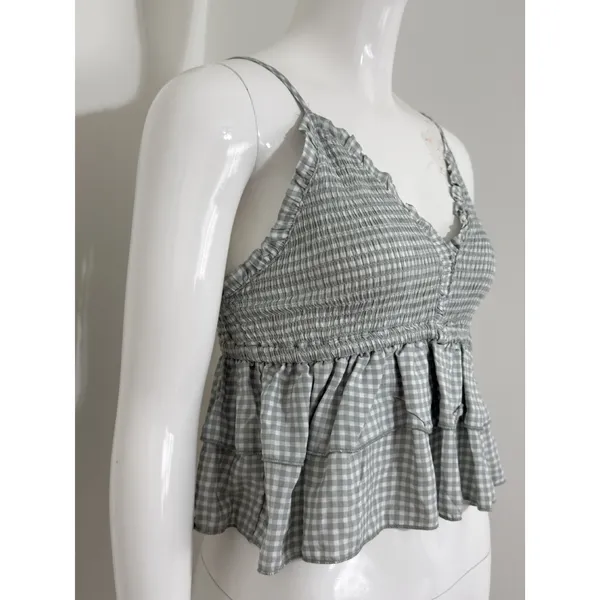 Ocean Drive Women’s Babydoll Top Plaid Halter Coquette Cottagecore Boho Y2K M - Image 3