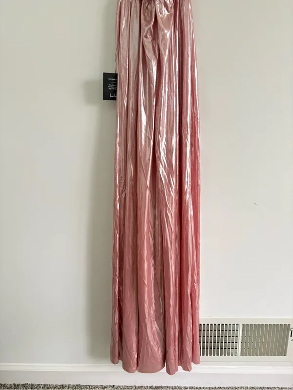 NWT Lulu’s Fabulous Finesse Light Pink Metallic Twist Front Maxi Dress Size XXS - Image 10