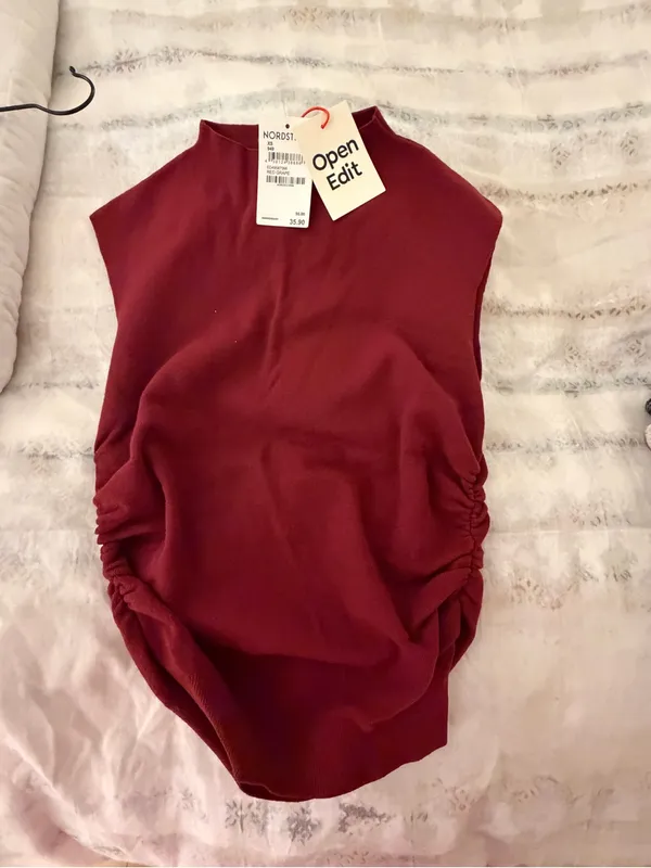 Nordstrom Open Edit Red Grape Mock Neck Top - Image 5
