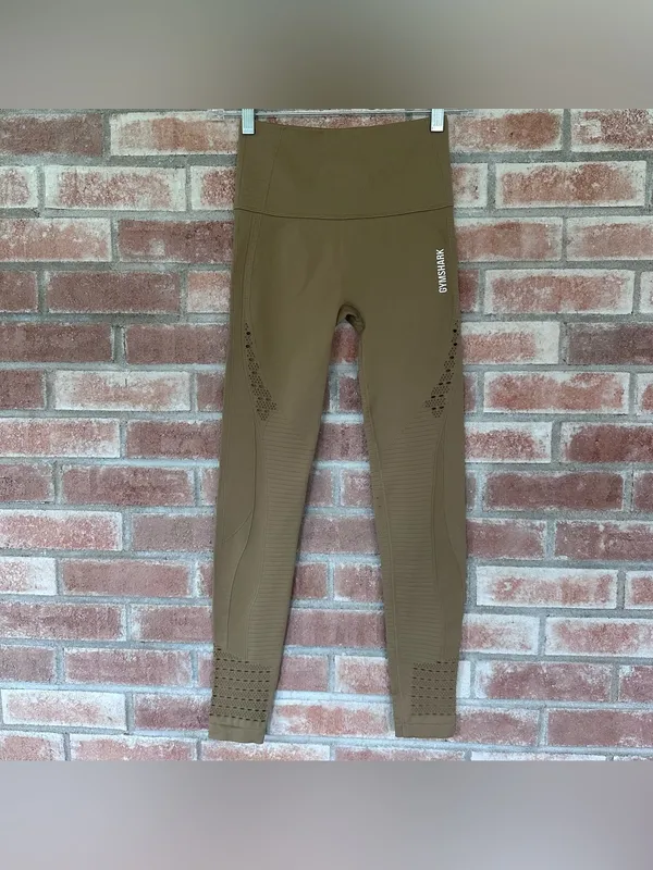 Gymshark Energy Seamless Leggings Perforated Tan Women’s XS Workout Gym Athletic - Image 2