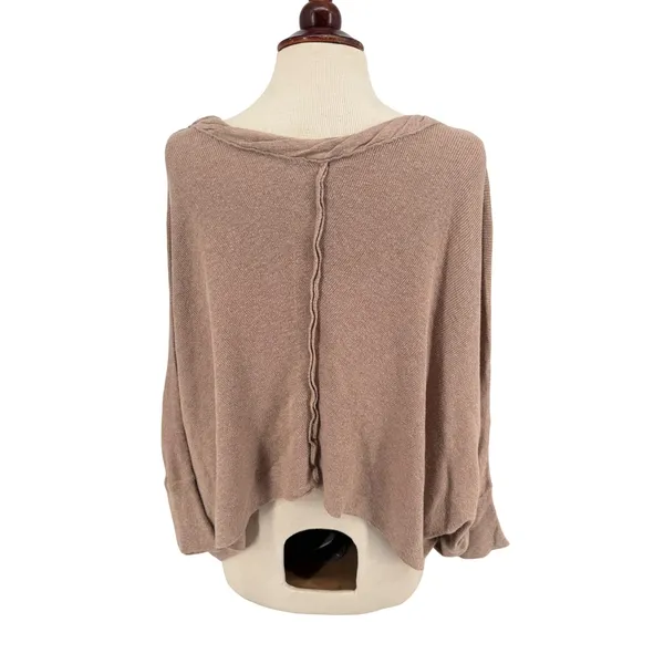 Free People Sweater Womens XS Taupe Tan Relaxed Boho Cotton Wool - Image 3