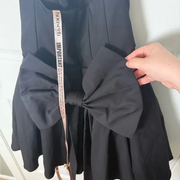 House of CB Emmanuela Black Strapless Detachable Bow Mini Dress M - Image 5