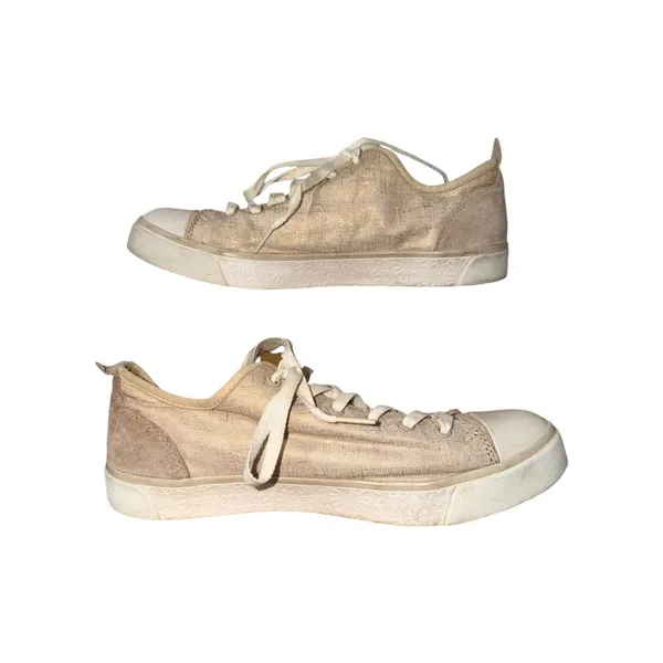 UGG Linen Canvas Lace Up Sneakers Beige Casual Comfort‎ Shoes Women 8.5 Metallic - Image 3