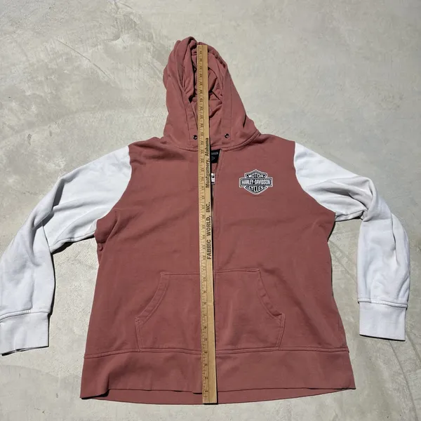 Harley Davidson Women's SZ 2XL Light Pink Hooded Zippered Sweater Embroidered - Image 13