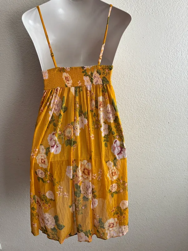 Free People Boho Mirage Yellow Floral Print Hi-Low Tunic Top S - Image 6