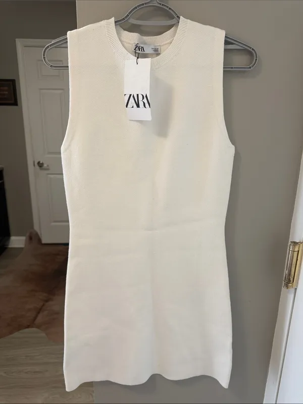 Zara Knit Sleeveless Mini Dress – Cream/White, New With Tags, Size M - Image 2