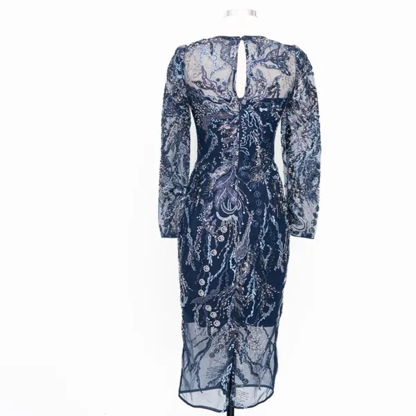 Dress‎ The Population | New! Elegant Navy Sophia Dress with Embroidered Sequins - Image 3