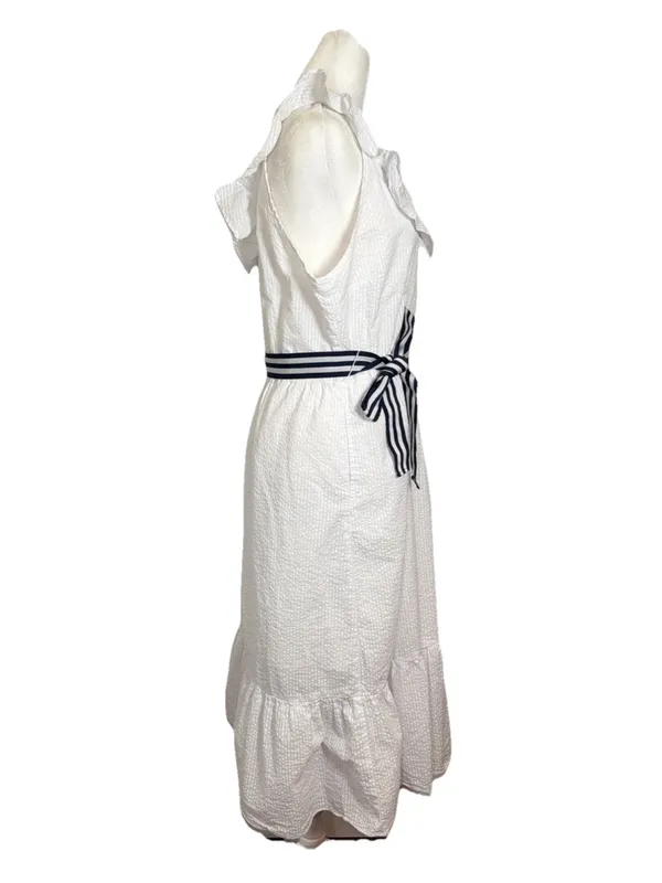 Vineyard Vines Target Nautical White Seersucker Ruffle Sundress size Lg - Image 8